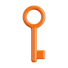 Orange key icon with glossy finish on white background