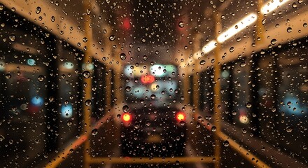 Rain-kissed City Transit at Night