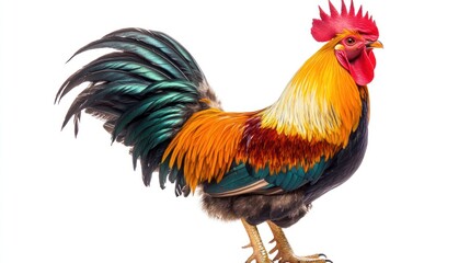 Rooster profile, vibrant plumage