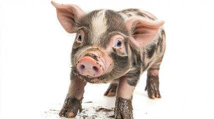 Baby pig with mud