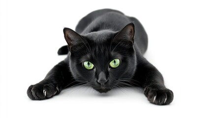 Black cat laying down