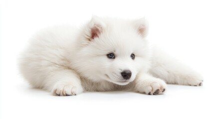 White puppy laying down
