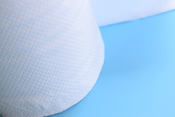 white paper tissue on blue background