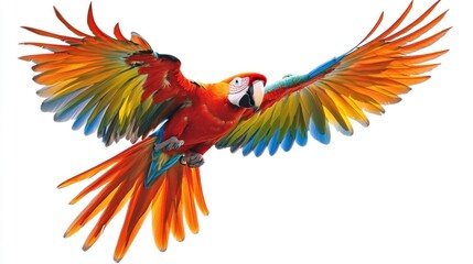 Colorful parrot in flight