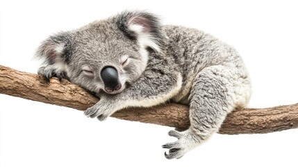 Sleepy koala on branch