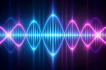 Vibrant neon waveform in glowing pink and blue energy with futuristic design