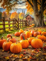 A pumpkin patch filled with orange pumpkins and surrounded by lush greenery
