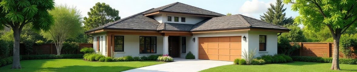 Brand new suburban home with attached garage, spacious yard, and modern landscaping Perfect for a growing family or those seeking comfortable living in a tranquil neighborhood , new home, home design