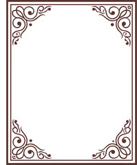 Golden vintage floral frame with decorative border and ornate swirl pattern design