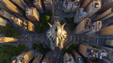 Aerial View of Columbus Circle, Manhattan, New York City