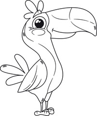 Fototapeta premium Black-and-white big-billed toucan vector illustration