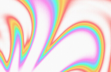 Abstract rainbow psychedelic swirls patterns with grainy texture effect flowing on white background for backdrop, card, cover, banner, wallpaper design illustration