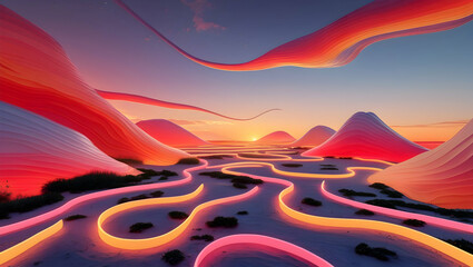 The land of imagination with the sky that stretches to the horizon line
