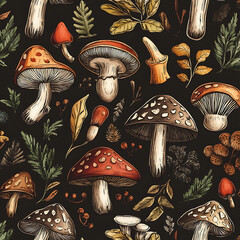 Seamless tile patterns combining cultural, modern, and botanical inspirations for commercial vector.