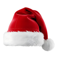 Realistic santa claus hat 3d render isolated on transparent background