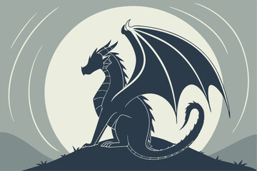 Coiled Silence: Seated Dragon Silhouette
