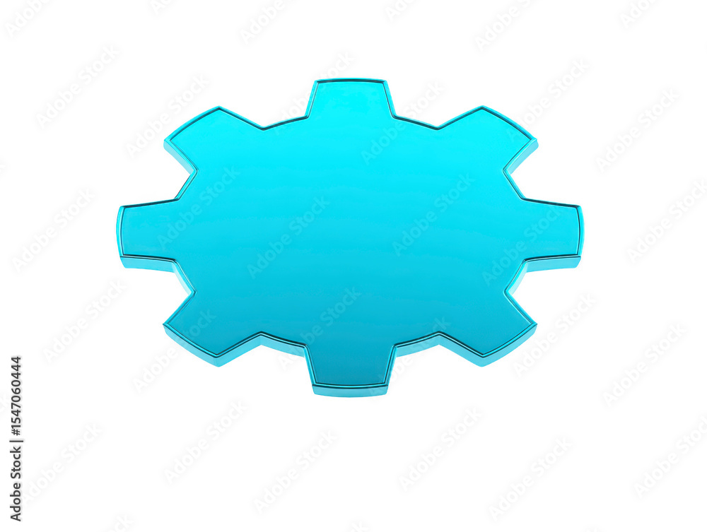Poster blue gear icon with glossy finish, symbolizing technology and engineering. gear has simple, modern d