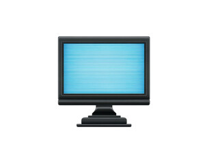 Fototapeta premium Black computer monitor with blue screen displaying horizontal lines, isolated on transparency background. design is simple and modern, suitable for technology related themes