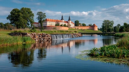 Obraz premium Castle by a tranquil river