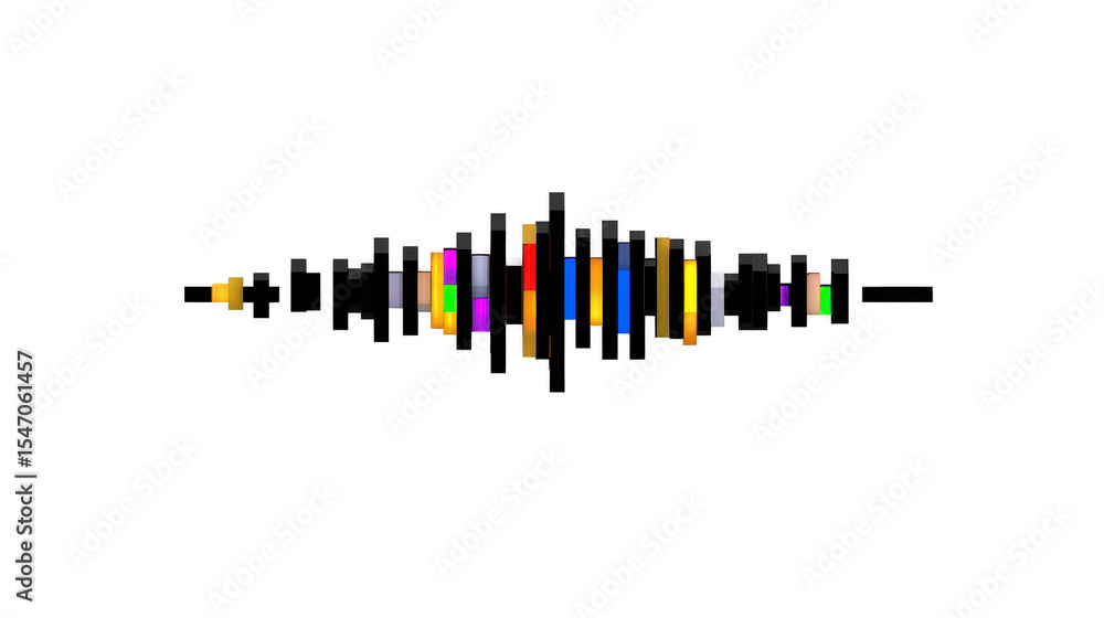 Poster abstract soundwave illustration with colorful vertical bars on transparency background, representing