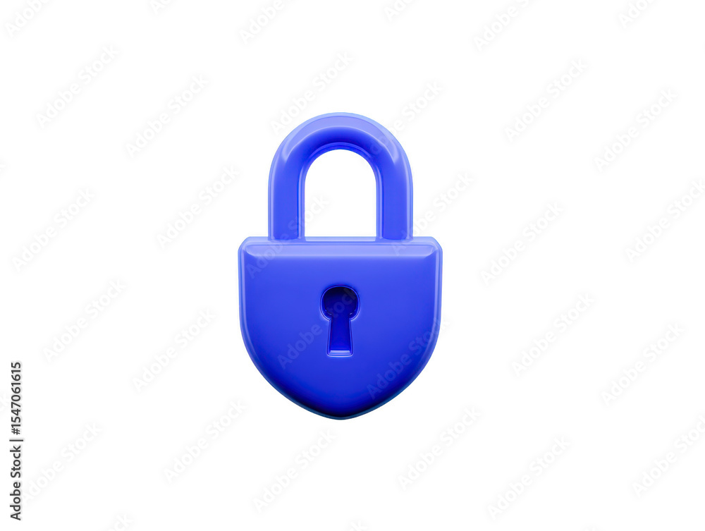 Poster blue padlock icon symbolizes security and protection, often used in digital contexts to represent pr
