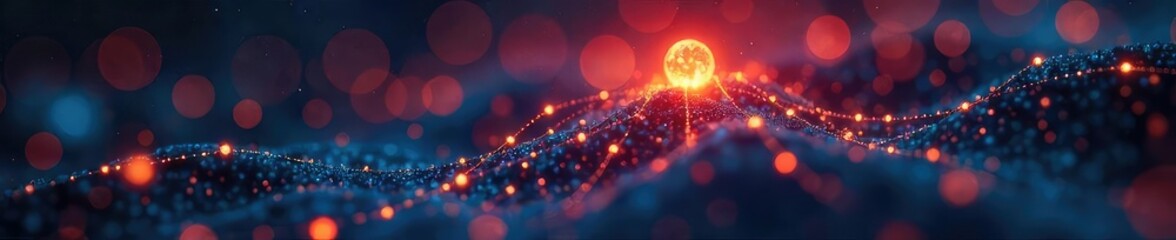 A network of glowing nodes and connecting lines representing the innovative power of interconnected ideas and collaborative breakthroughs , science, engineering, relationship