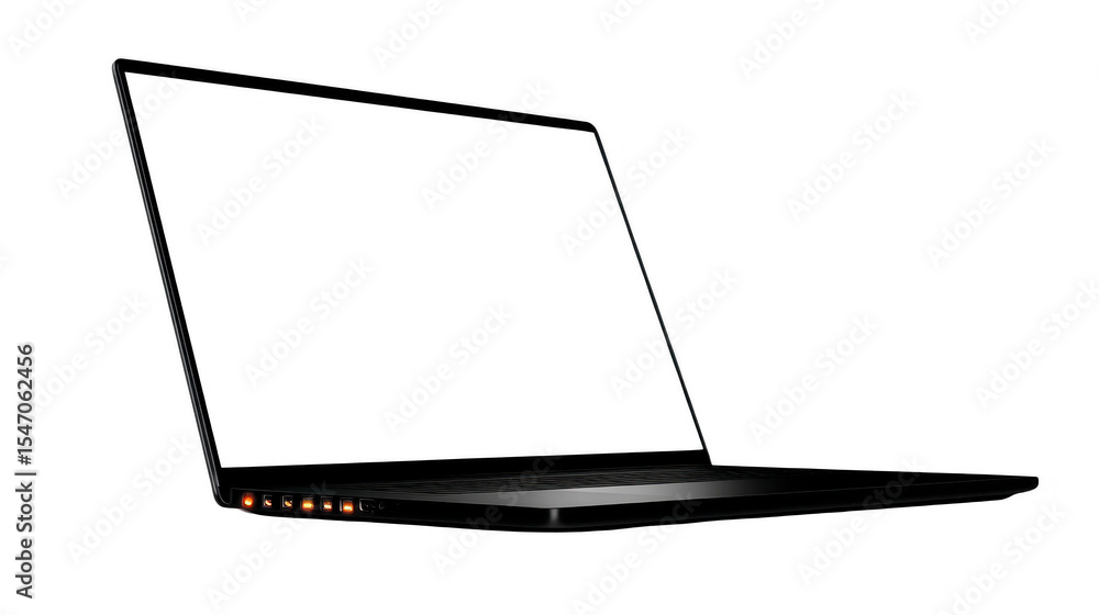 Poster sleek, modern laptop with thin design and illuminated side indicators, perfect for tech enthusiasts 