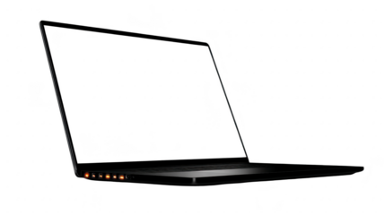 Sleek, modern laptop with thin design and illuminated side indicators, perfect for tech enthusiasts and professionals. minimalist style emphasizes portability and functionality