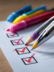 Checklist with colorful pens (1)