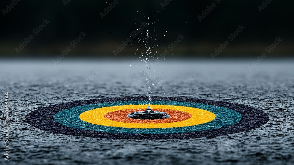 Aufkleber water splashing into a colorful target on a wet surface.
