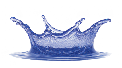 Dynamic splash of water captured mid air, showcasing fluid motion and energy. translucent blue hue adds refreshing and vibrant feel to image, evoking sense of purity and vitality