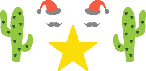  Cactus  christmas festive flat vector design