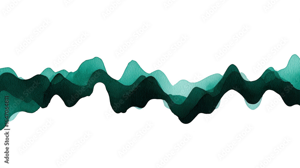 Aufkleber abstract watercolor wave pattern with shades of green and black, creating fluid and dynamic design. 