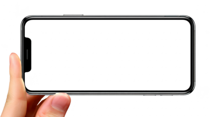 Hand holding transparent smartphone frame, showcasing modern technology and innovation. image highlights sleek design and futuristic concept of mobile devices