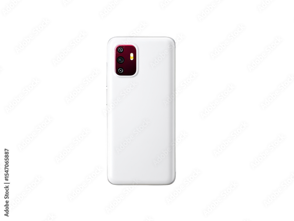 Poster sleek white smartphone with dual camera setup on back, featuring minimalist design. phone smooth sur