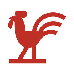 rooster image with simple style and red color, logo design inspirations