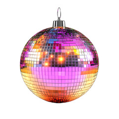 Vibrant multicolored disco ball ornament, perfect for Christmas decorations.