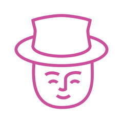 logo of a man wearing a hat with a smiley face, logo design inspirations