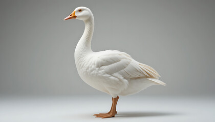 Fototapeta premium Elegant White Goose Profile, Soft Lighting, Detailed Feathers