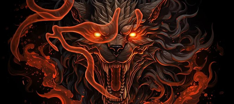 fenrir ifrit vector illustration