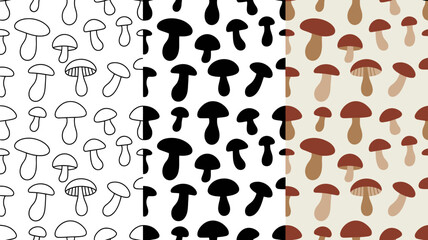 Mushroom pattern vector seamless background edible fungi forest illustration nature graphic design art 100 editable stock vector