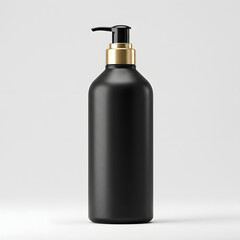 Elegant black pump bottle with gold accent for cosmetics beauty products and luxurious personal care items