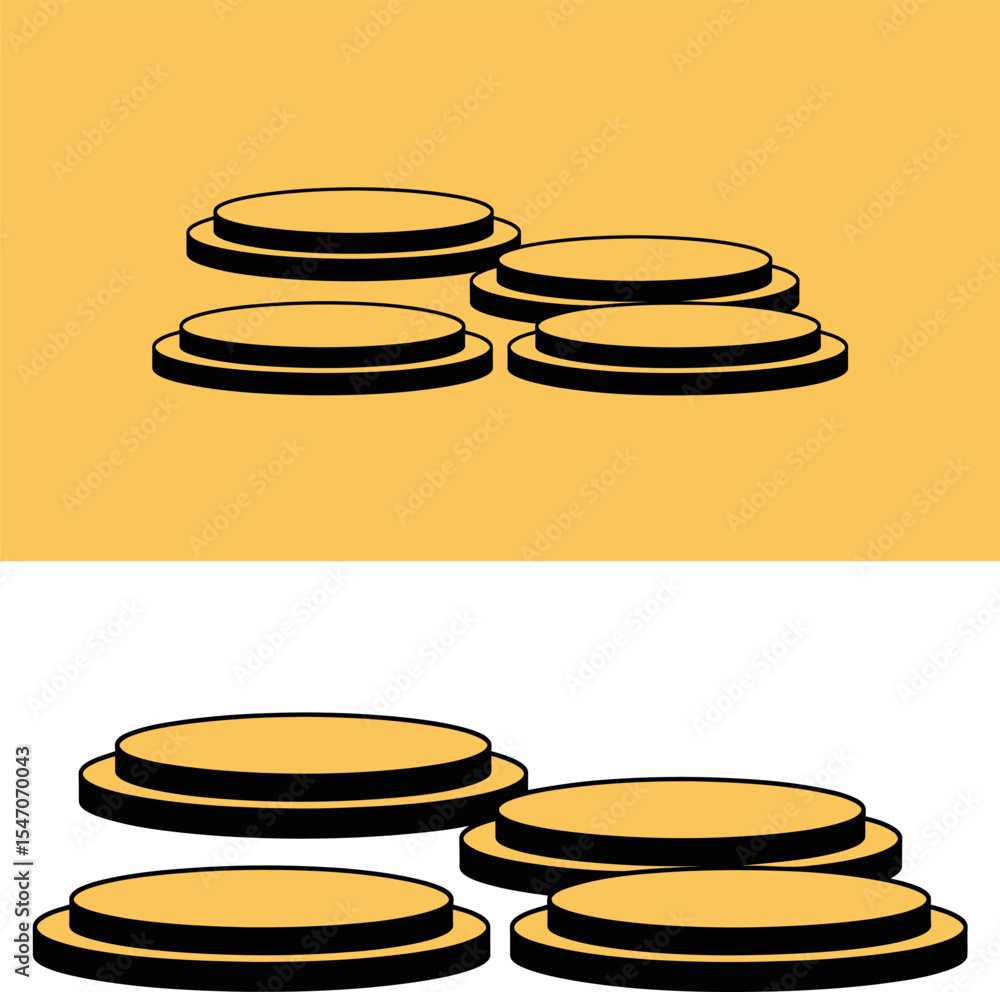 Poster product display stand mockup for showcase and presentation of items on yellow background design 3d r