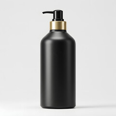 Elegant black soap dispenser with gold accent on a clean white background for modern beauty and personal care product mockups