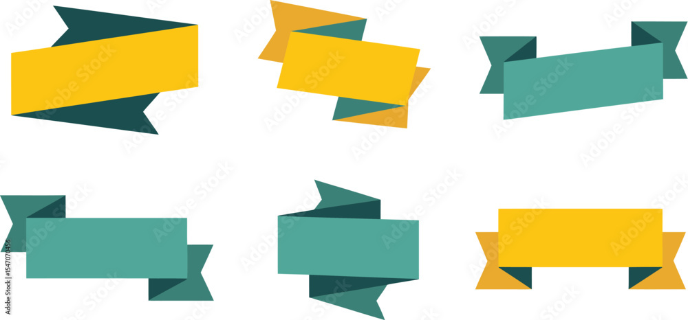 Poster flat vector ribbons banners set for graphic design projects and web design elements with modern styl