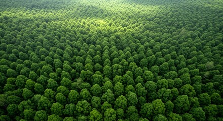 A high-resolution aerial image showcasing a vast, uninterrupted forest canopy composed of densely packed green trees
