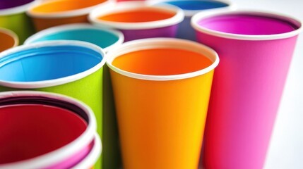 Colorful Paper Cups in Bright Shades for Party and Event Use