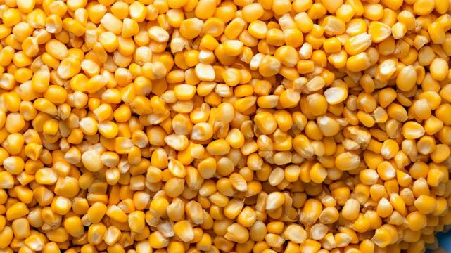 Yellow corn kernel close up with natural texture and vibrant color creating warm fresh feeling in detailed agricultural grain harvest food background perfect for farming concepts