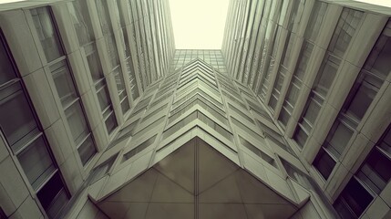 Obraz premium Architectural facade of a tall building with many windows.