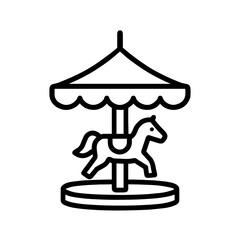 Carousel icon in outline style – representing amusement park ride for children